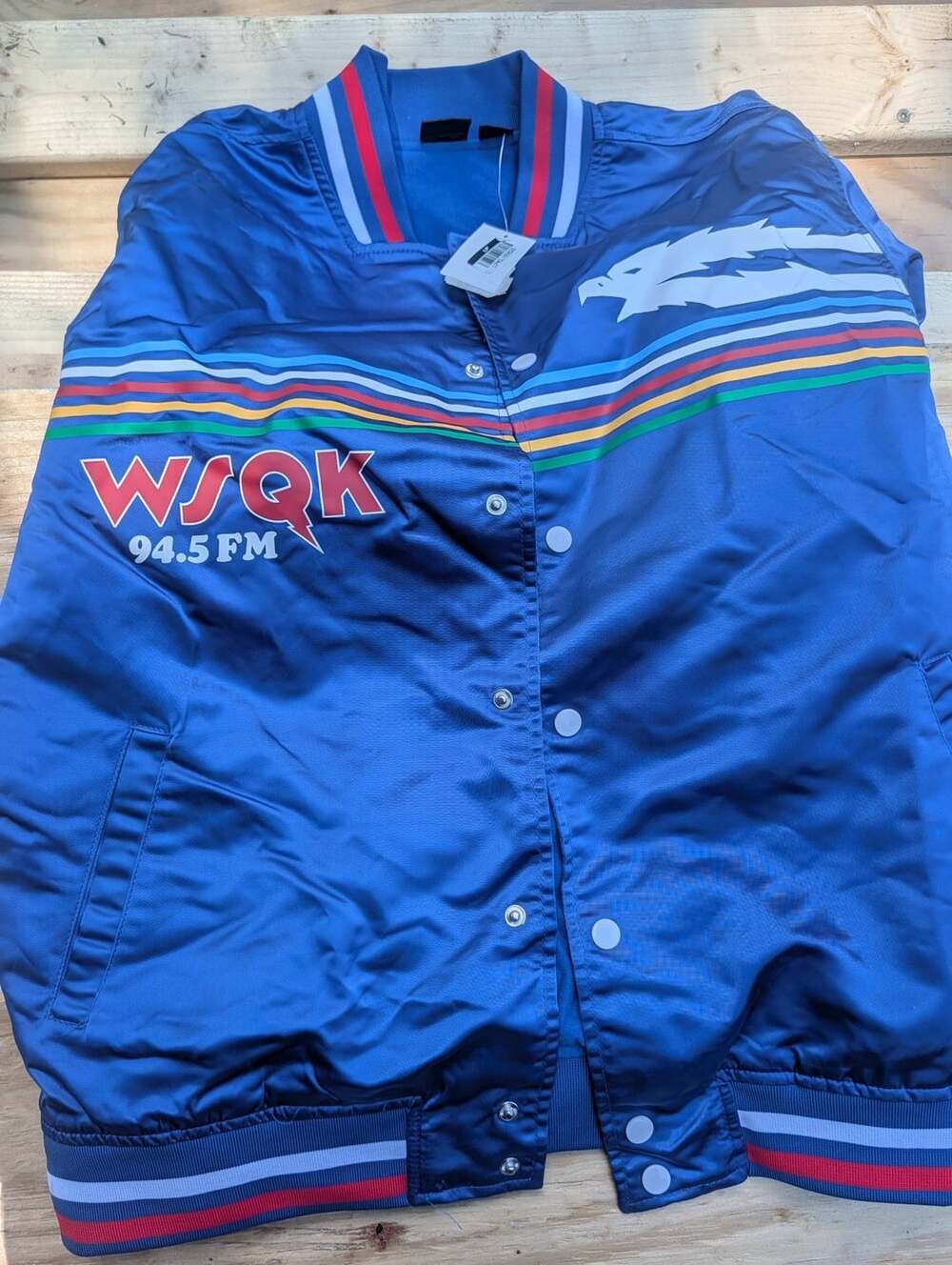 Netflix Stranger Things WSQK Satin Varsity Jacket Blue